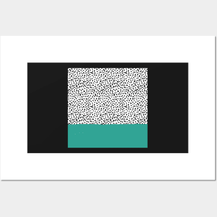 abstract teal, black & white animal speckle print Posters and Art